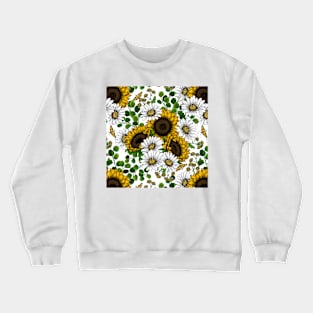 Sunflowers and daisies, summer garden 3 Crewneck Sweatshirt